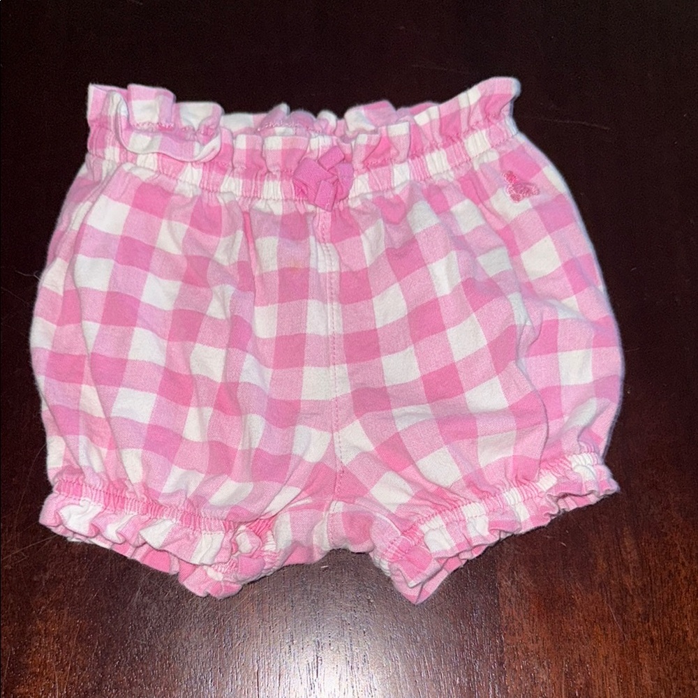 GAP Pink and White Checkered Ruffle Shorts